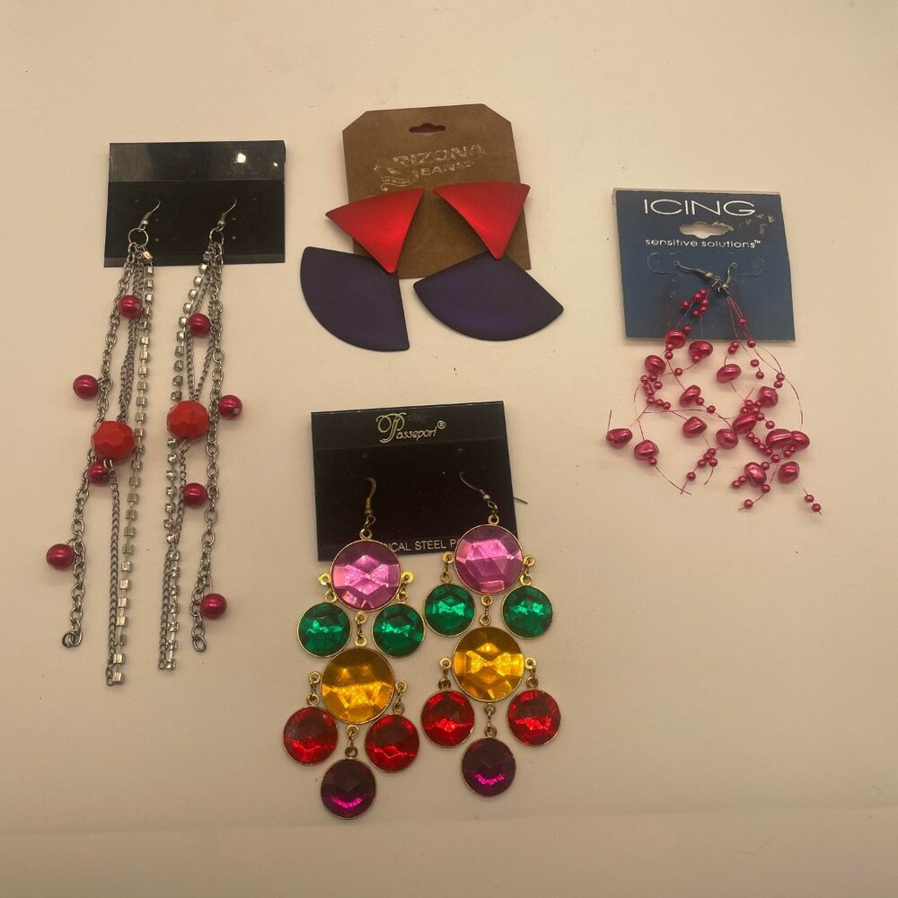 4 Pair Party Cocktail Night Out Earrings Disco New & Used